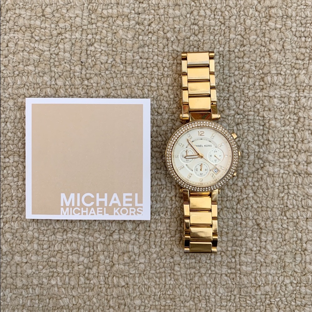 Michael Kors Gold Toned Pave Watch